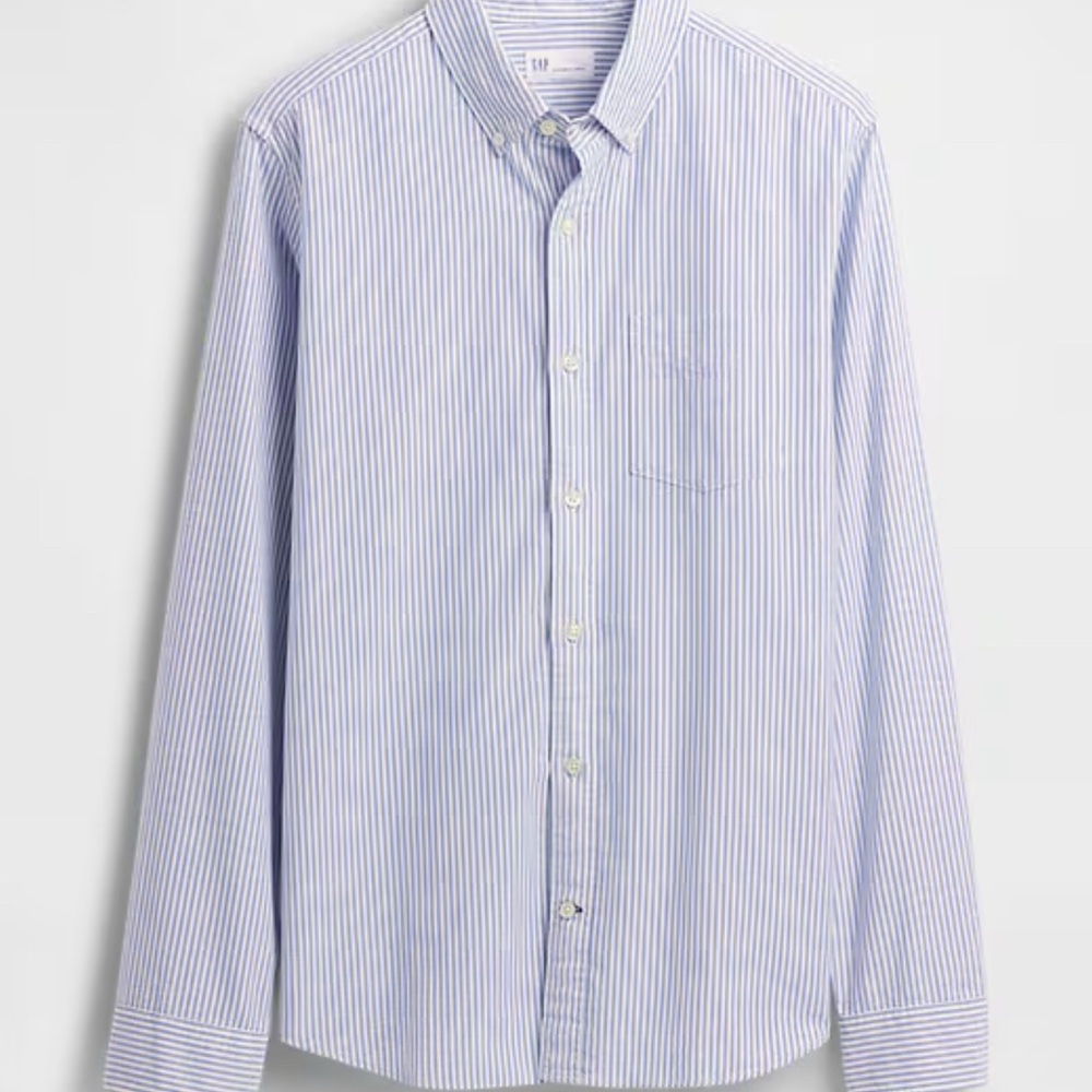 BNWT GAP Men's Light Blue Striped Button Down Oxford Shirt